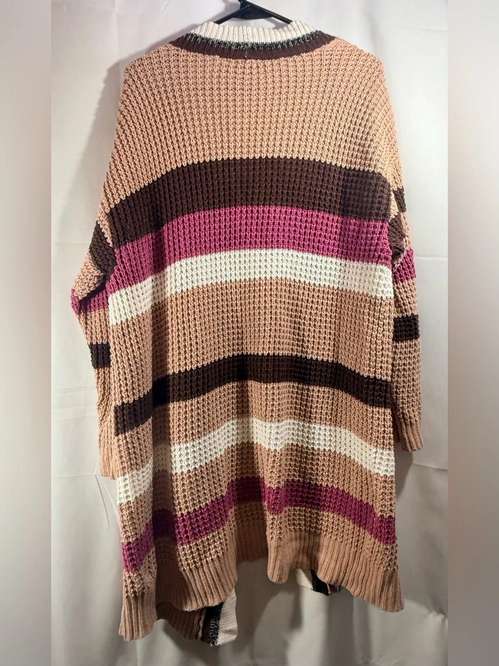 Torrid Pink, Brown & Cream Striped Open-Front Cardigan Size 2 (2X)